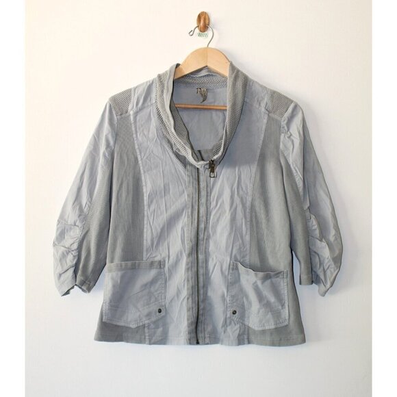 XCVI Women's Top Size L Cargo Full Zip up Cotton Blend Pockets - Picture 1 of 9